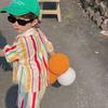 Koreaanse Broer/Zus Gestreept Gebreid Setje: Polo Jurk voor Meisjes & Korte Broek Set voor Jongens
