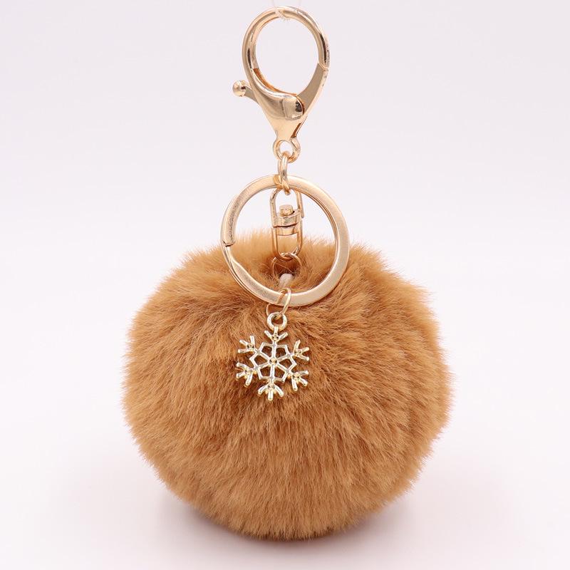 Christmas Snowflake Pom Pom Plush Keychain Charm