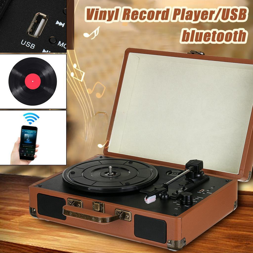3-IN-1 For 33/45/78RPM Record Music Player Vinyl Record Player Turntable Speakers Vintage Phonograph Record Player Stereo Sound