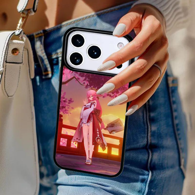Genshin Impact Yae Miko Phone Case For iPhone 17 Air 14 15 13 12 Max Cover For Apple 14 15 16 16e 11 Pro Max Plus Coque