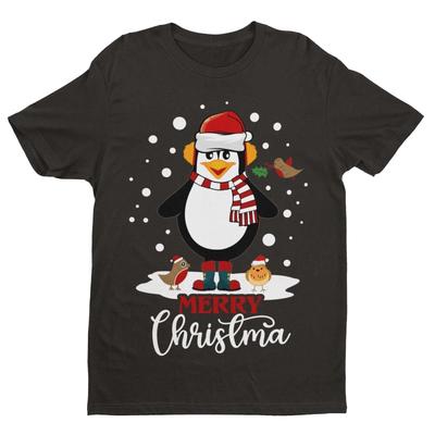Funny Cute Christmas T Shirt MERRY CHRISTMA Penguin Novelty Gift Idea XMas
