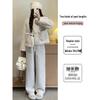 Rainbow High-Waisted Knitted Wide-Leg Pants - Women's Korean Style, Small Size, Autumn/Winter 2025 Collection