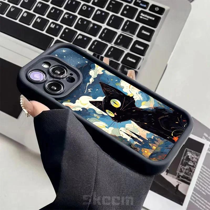 Beautiful Star Black Cat Silicone Case IPhone 15 14 13 12 11 Pro Max 7 8 Plus X XR XS Max Shockproof Soft Cover