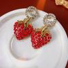 Red Strawberry Earrings for Women Retro Temperament 2025 Korean Fashion Drop Earring Light Luxury Girl Zircon Gifts