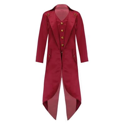 Kids Boys Girls Medieval Steampunk Costume Halloween Tailcoat Jacket Victorian Fake Two Piece Coat