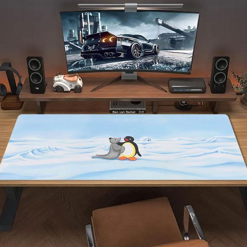 Penguin Party Adventure Large Size Mouse Pad Large Gaming Table Cushion Nonslip Laptop Tablet Big Mousepad Xxl Mat Mini Pc Playmat With Lock Edge