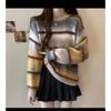 Autumn and winter new fashion gradual change color colorful fringed loose version thin versatile sweater knitted sweater top women