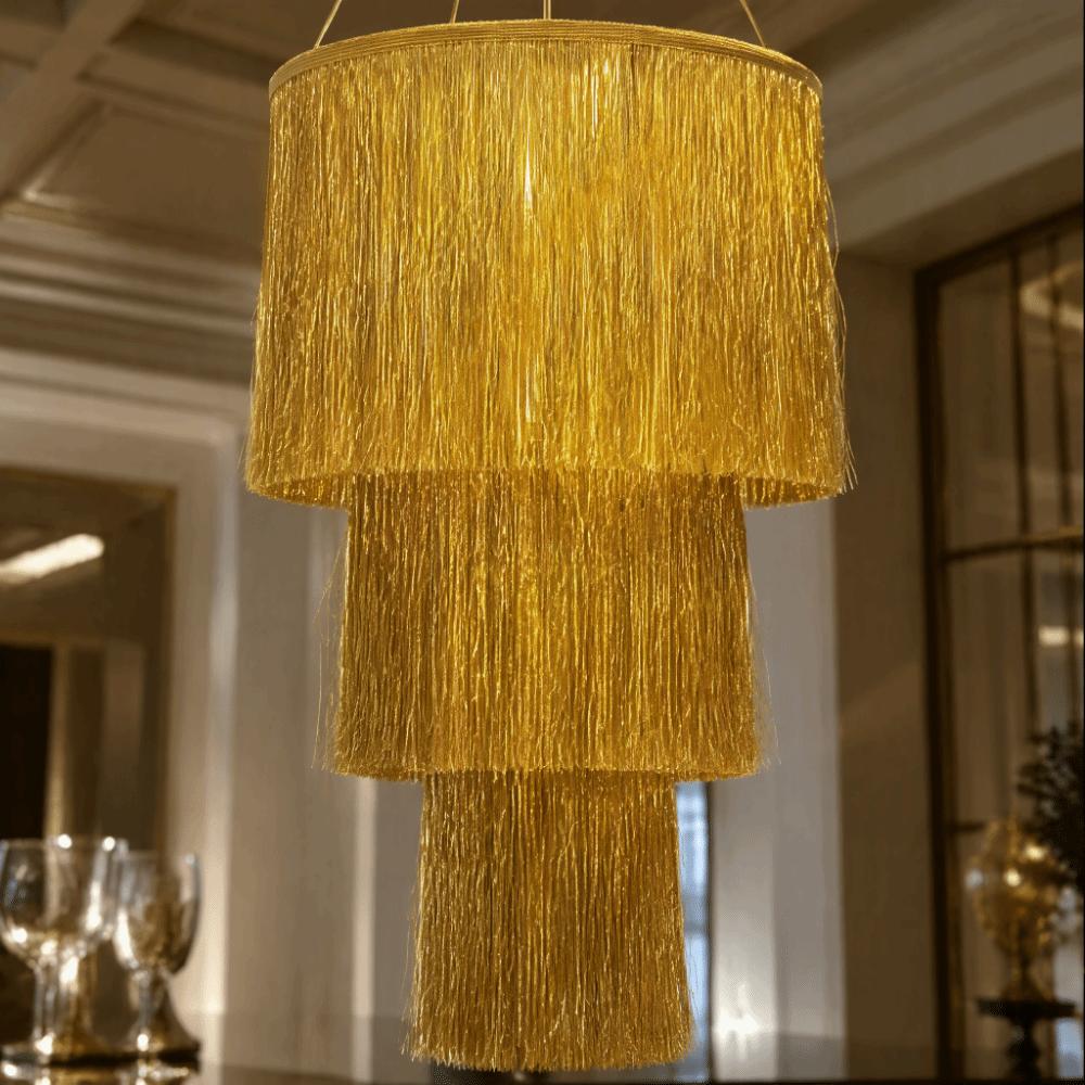 3-Tier Pendant Light Ornament Gold Lampshade Pendant Nordic Holiday Tassel Ornament  Holiday Decor