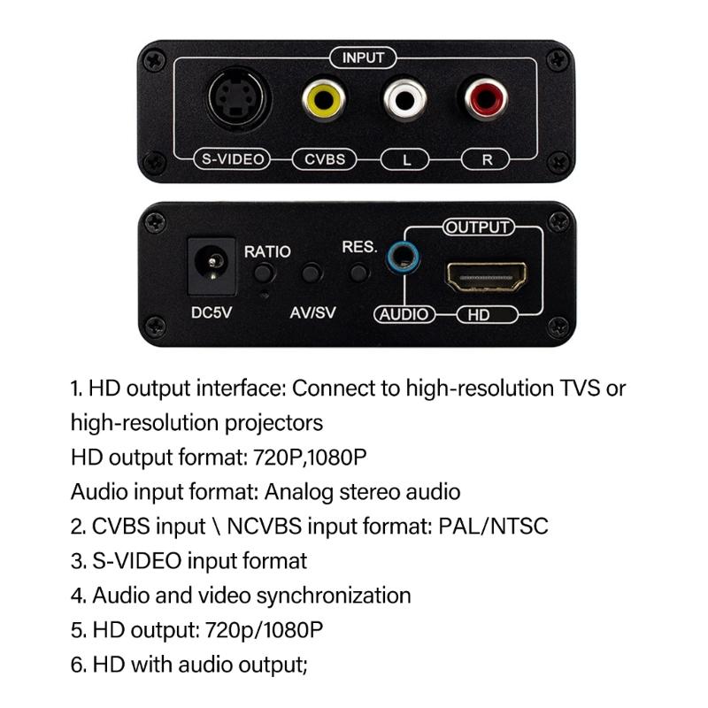 AV S-Video CVBS Sound Video Converters to HDTV 3.5mm Switcher Adapter AV S-Video Switcher For HDTV PC Desktop