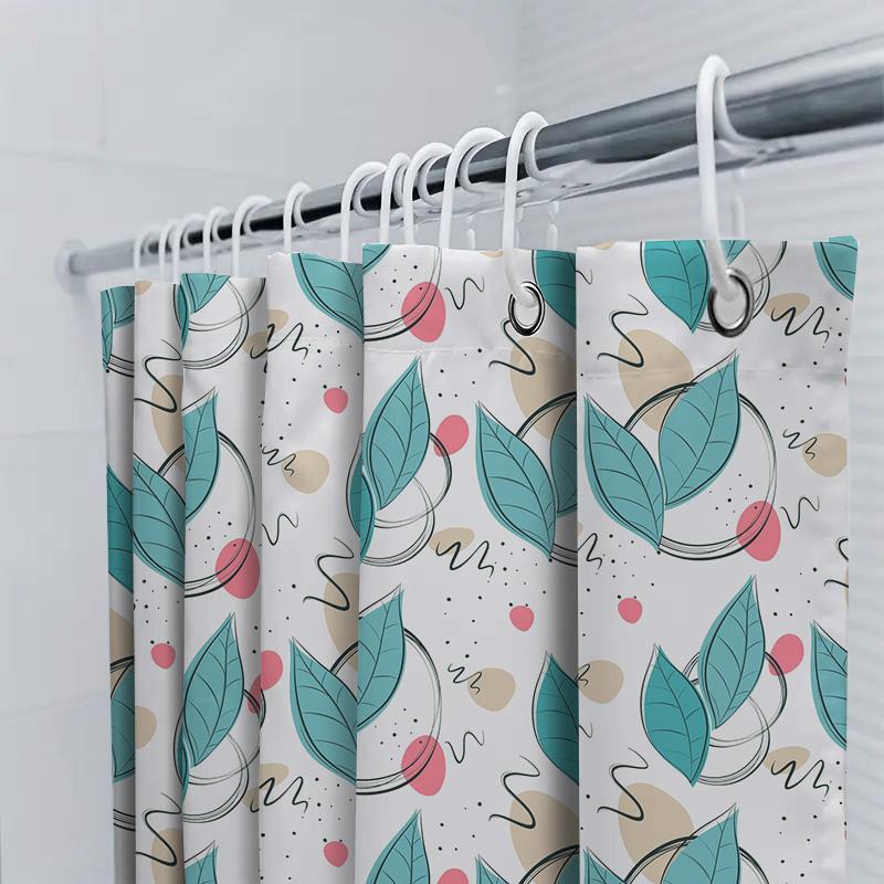 Artistic Leaf Shower Curtain Setblue Green Red White Bathroom Decor Modern Retro Style Waterproof Shower Panels For Home Decorat