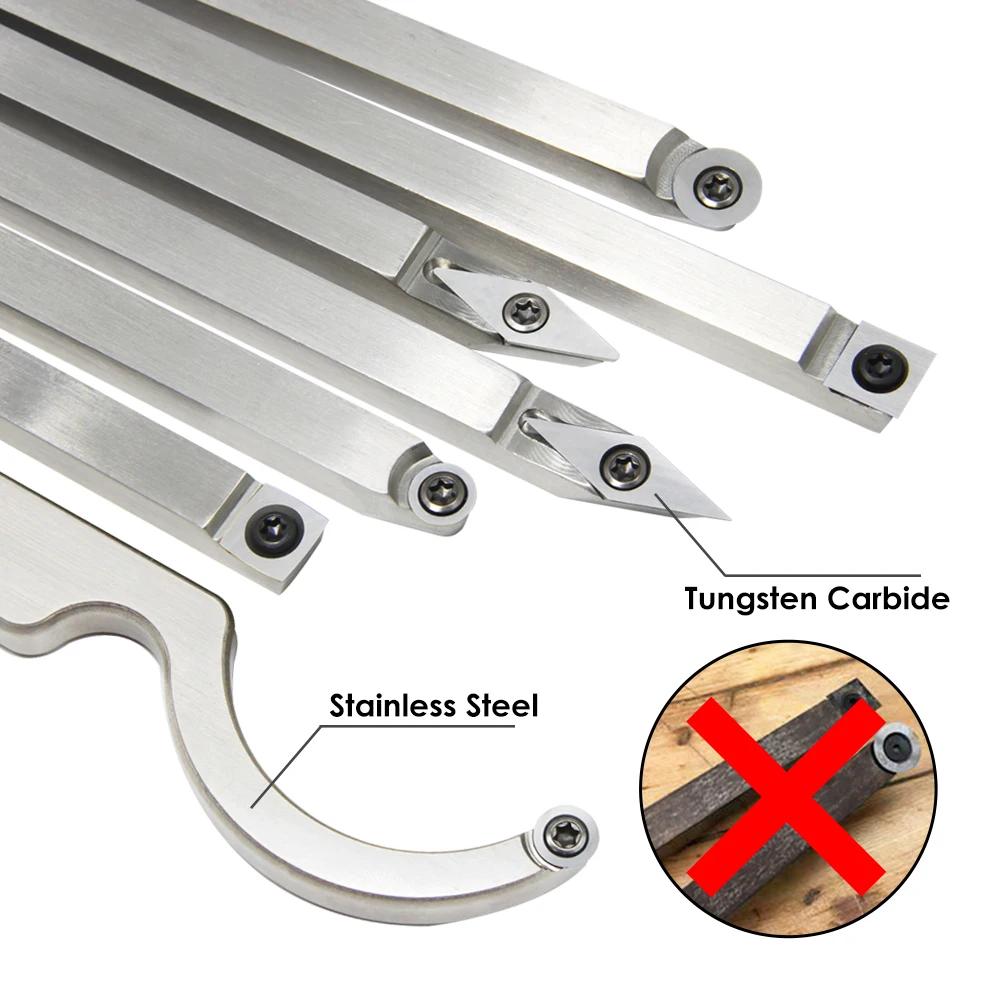 TASP Hartmetall-Einsatzfräser Drechselwerkzeug Schwanenhals Holzdrechselmeißelklinge & Aluminiumgriff für Holzbearbeitungsdrehmaschine