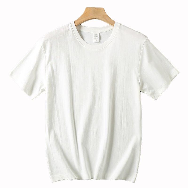 Big Sale Leak-Picking Export Men's Cut Label Tail Single Pure Cotton Short Sleeve T-Shirt Summer Solid Color Basic Half Sleeve Bottoming Shirt