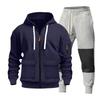 Mens Hooded Zip-Up Fleece-Lined Casual Sweatshirt Jacket Solid Color Winter Warm Outerwear