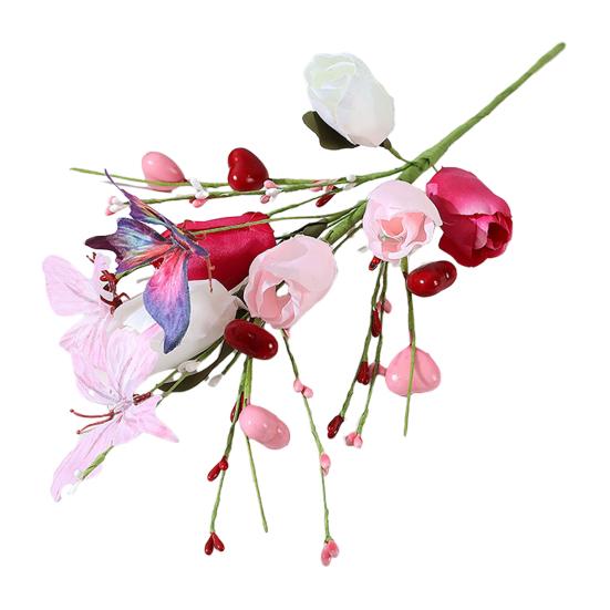 Künstlicher Tulpenblütenstiel Herzförmige Beerenpicks für Valentinstag Jahrestag Blumensträuße Hochzeit Heimdeko