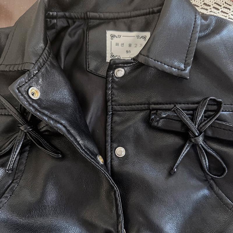 Girls' Leather Jacket with Jacquard Midi Cake Skirt - Spring/Autumn Fashion (AQA086-AQA087)