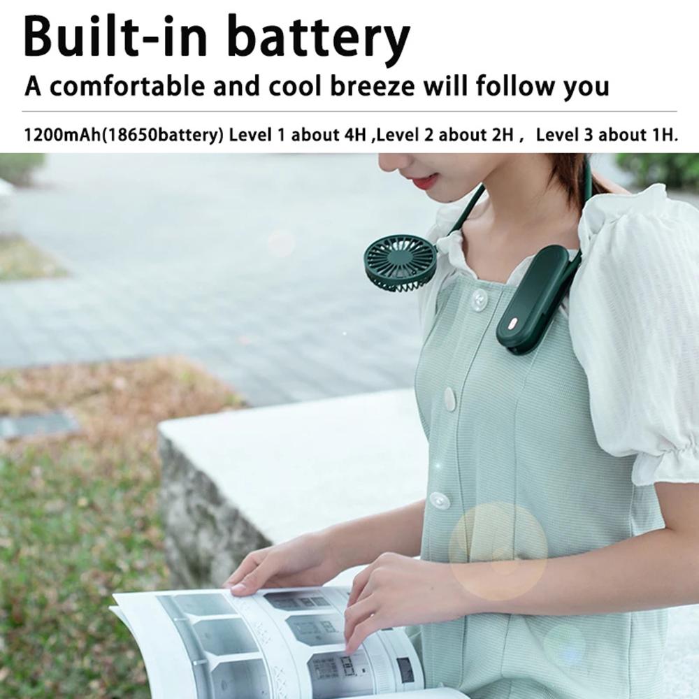 

N2 Portable Handheld Fan Brushless Motor Neck-Mounted Mini Cooling Fan Green