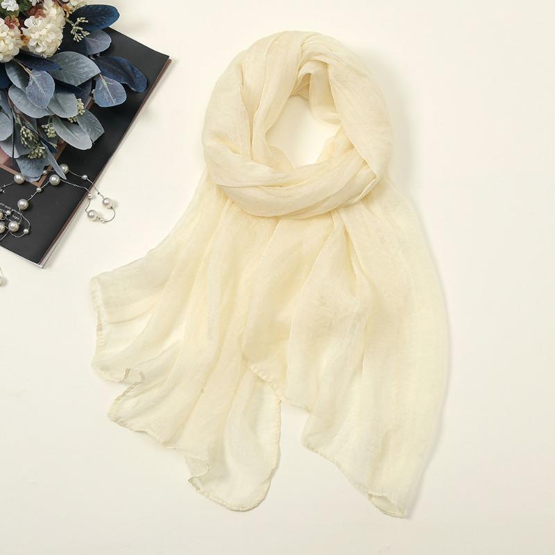New solid color silk scarf women, oversized chiffon beach scarf fashion bikini swimsuit wrap scarf shawl
