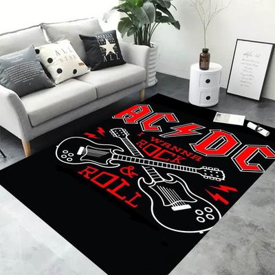 Gitarrenmuster Waschbarer Teppich für Wohnzimmer Musikzimmer Dekor Fußmatte Toilette Vintage Rutschfeste Fußmatte Sofa Couchtisch Teppich