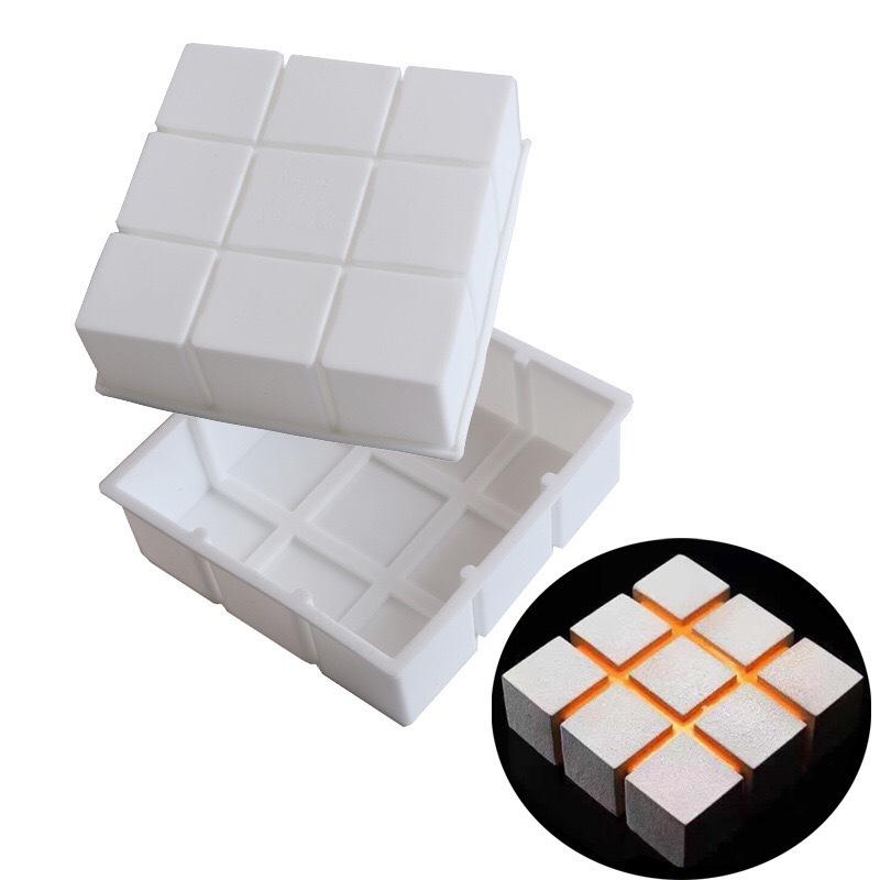 1 Pc Square Jiugongge French Mousse Silicone Cake Mold Pudding Jelly Mold DIY Baking Supplies