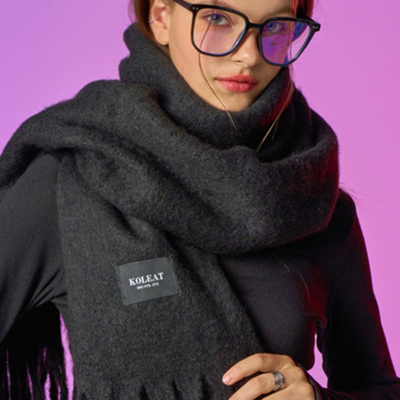 

KOLEAT [Unisex] Winter Heat Double-Sided Insulated Plain Scarf [Black] Black_FREE