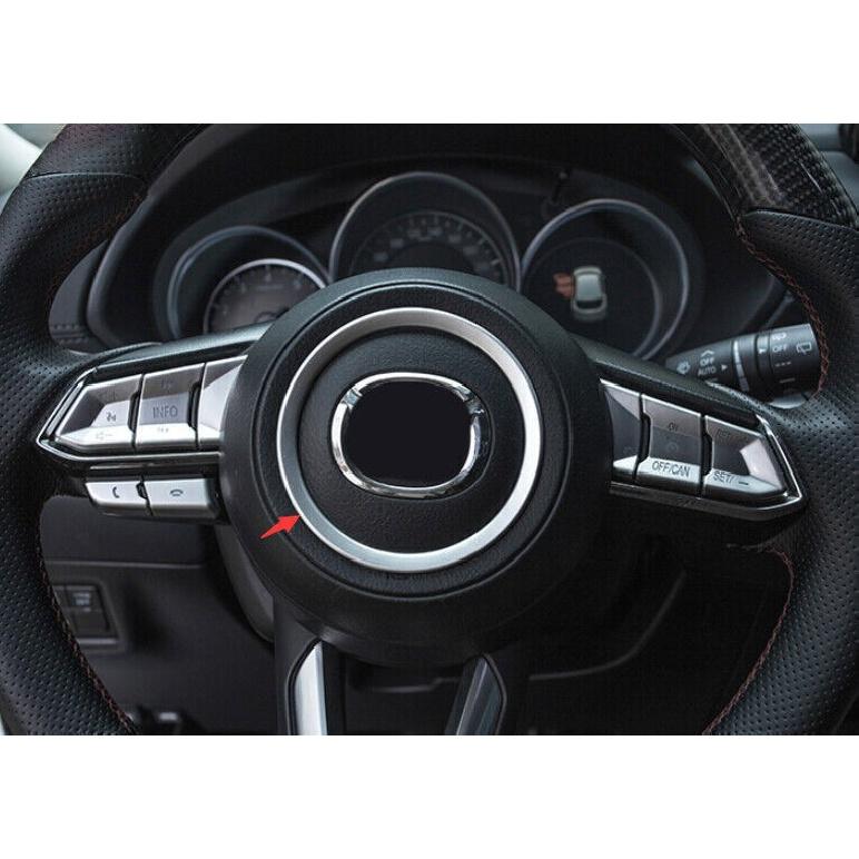 Fit For Mazda CX-5 2017-2024 Matte Silver Car Steering Wheel Center Ring Trim 1X
