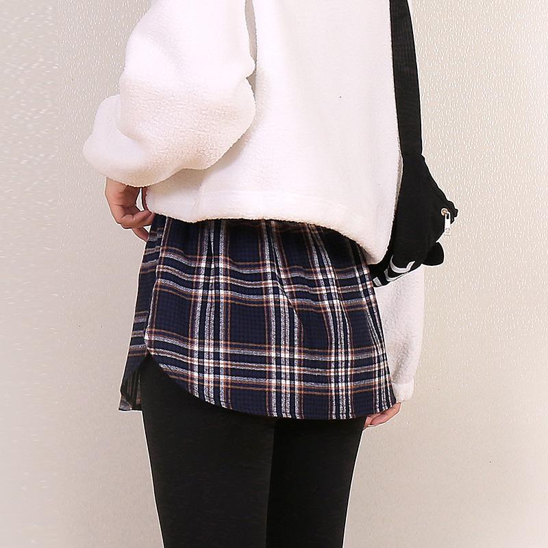 Plaid Layered Sweater Skirt for Women - Autumn/Winter Bottoming with Faux Hem To Cover Hips.