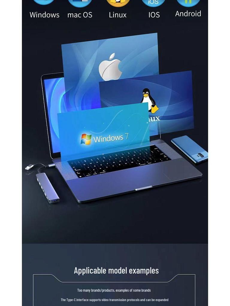 USB 3.0 Acht-in-Eins Typ-C Hub: Erweiterungsdock mit SD/TF-Kartenleser und Audio.