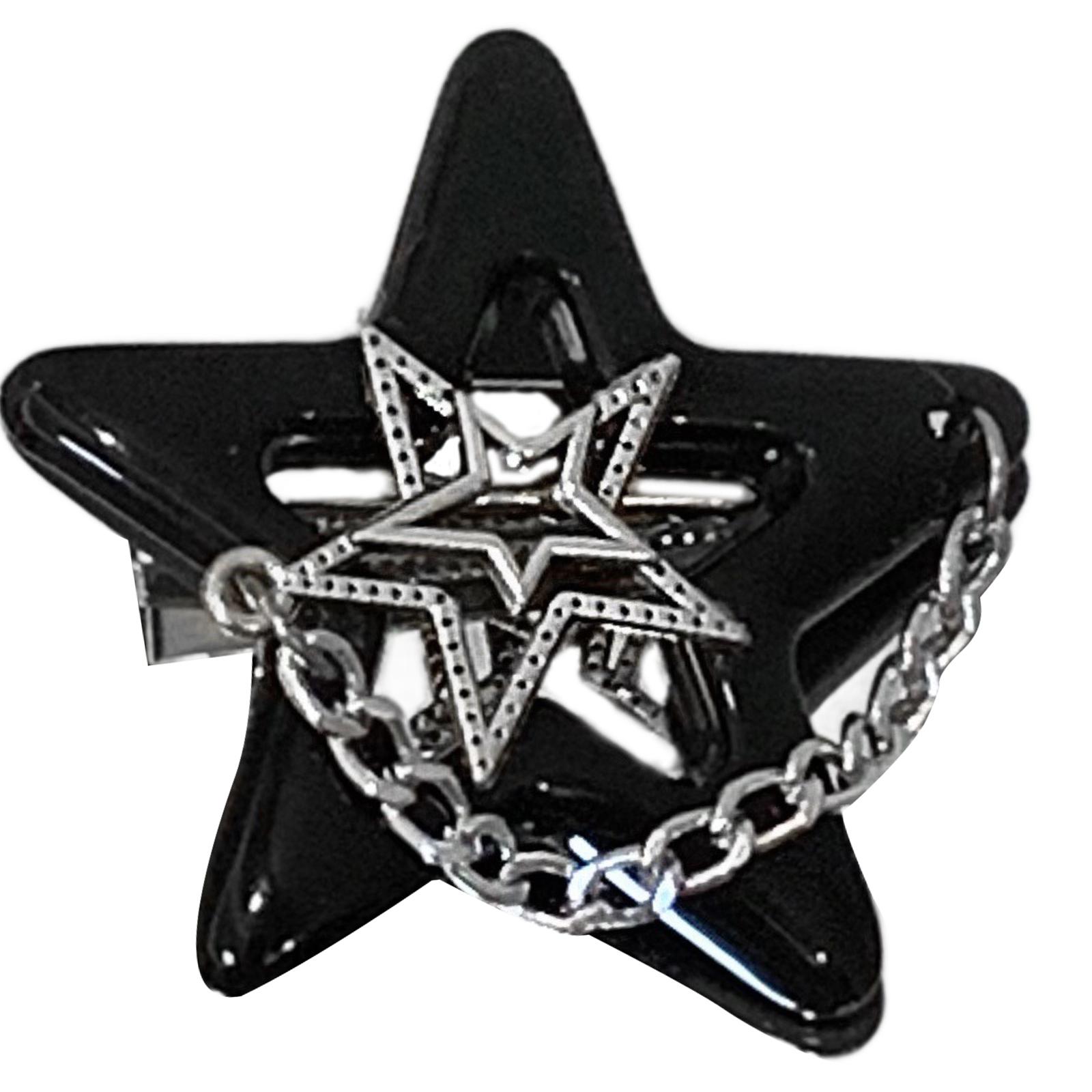

Set of 2pcs or 1pc Hair Clip Star Shape Hairpins Cute Girls Chain Hair Ornaments Headwear Hair Accessory 1 чорний