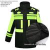 Reflective Rainproof Winter Coat with Thick Inner Liner for Traffic Duty and Cold Protection