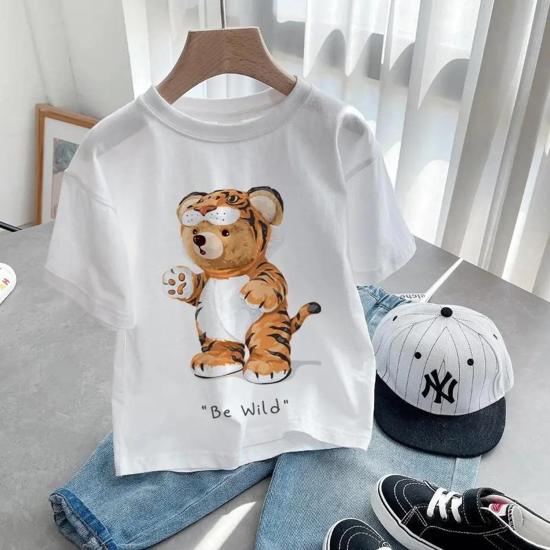 Teddy Bear Taking Your Photo T Shirt Cartoon Graphic Print T Shirt Fashion Casual Crew Neck Plus Size Short Sleeve T-Shirts Women’s
