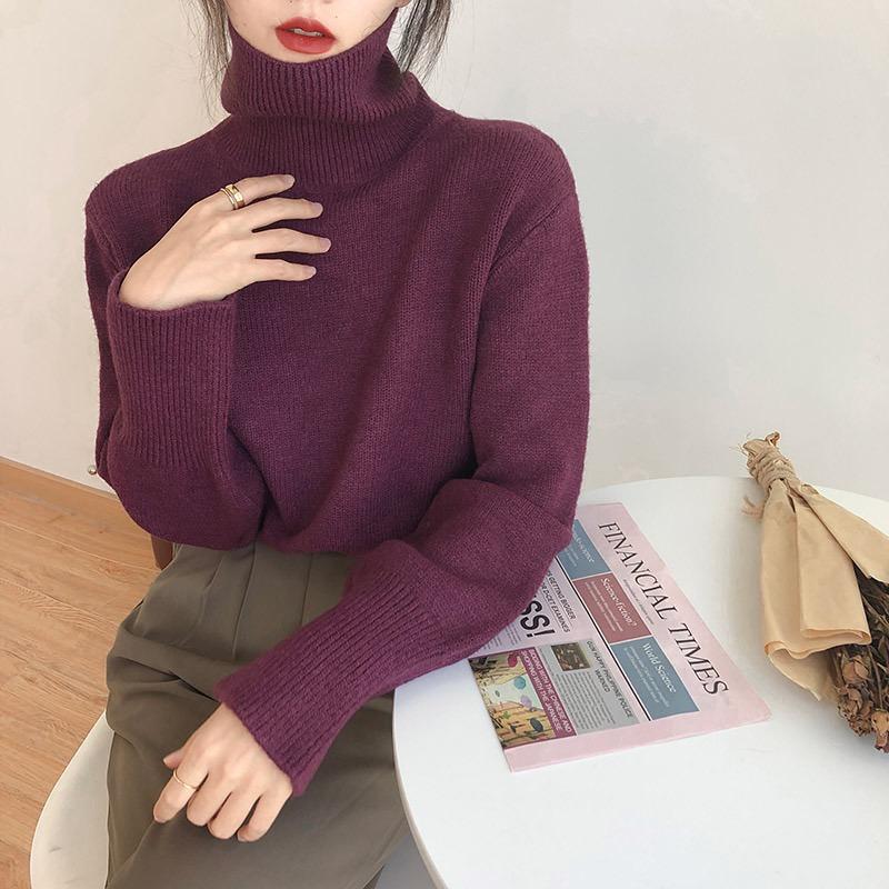 Autumn and Winter New Turtleneck Pullovers Sweaters for Women Fashion Loose Long Sleeve Knitted Sweater for Women Casual Elegant Warm Knitwears 25344