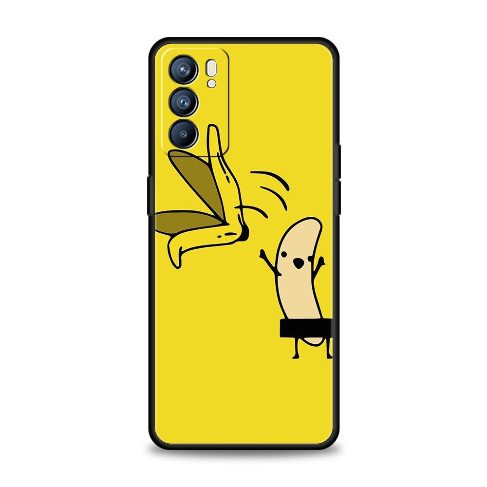 Funny Bite Apple Banana Phone Case For Oppo Reno 13 12 11 10 7 F Find X5 X6 A98 A80 A79 A78 A57 A54 A31 A17 Pro Soft TPU Cover