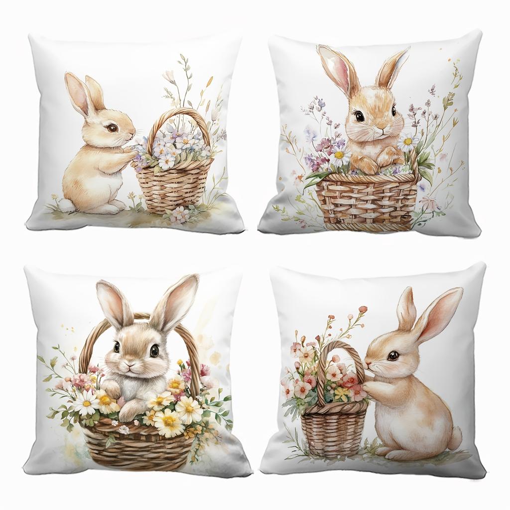 Vikama Easter Bunny Throw Cushion Set For Living Room Sofa Cushion Set For Bedroom Office Pillow Set For Holiday Home Decoration