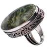 Green Jasper Natural Gemstone Antique Silver Plated Ring US Size-7.5 R645