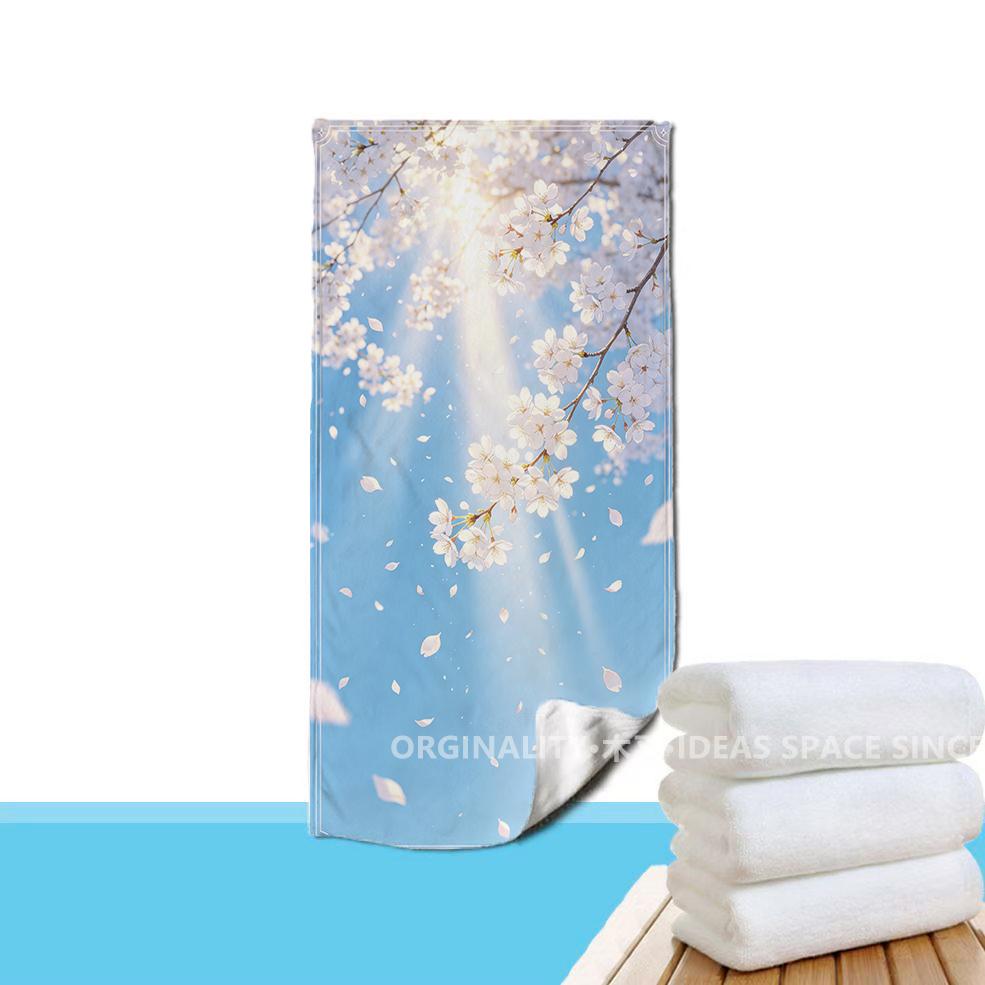 Cherry Blossom Sky Beach Towel Patterned Sunscreen And Windproof Suitable For Swimming Pool Camping Travel Blanket