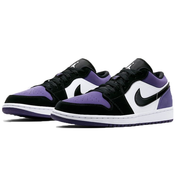 Air Jordan 1 Low Court Purple Unisex Sneakers White Black-Court-Purple 553558-125