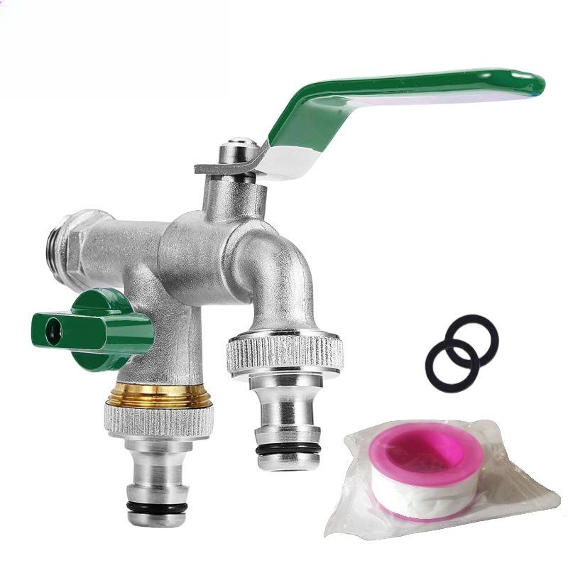 1/2'' Doppelkopf Wasserhahn Gartenbewässerung Gartenbewässerungsventil Schalter Waschmaschinenzubehör Gewindelegierung Spültischarmatur
