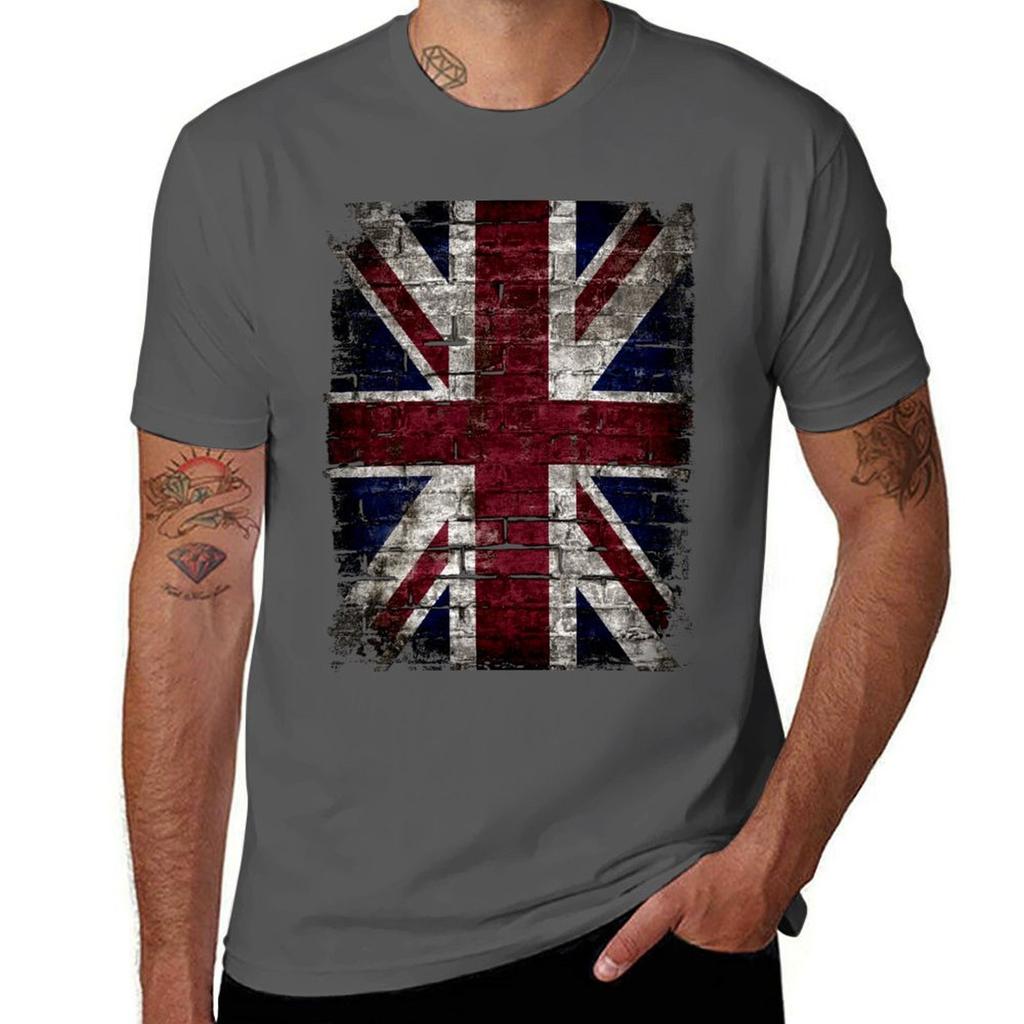 Grunge UK Flagge Großbritannien Punk Stil Used Look Wand T-Shirt Lustige T-Shirts Baumwolle Unisex Grafische T-Shirts T-Shirt