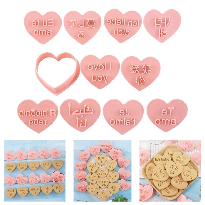 Pack Of 10 Language I Love You Cookie Molds Diverse Language Love You Cookie Cutters Treat Mould For Handmade Sweet