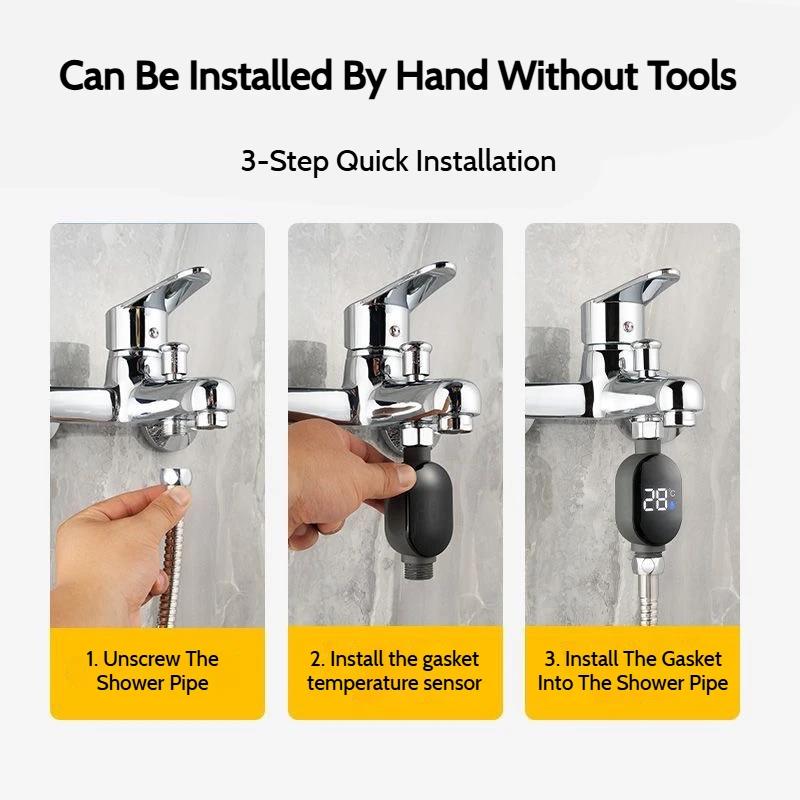 Black Bathroom Led Display 0℃~99℃ Home Water Shower Thermometer Water  Accurate Temperature Measurement Smart Meter Bathroom