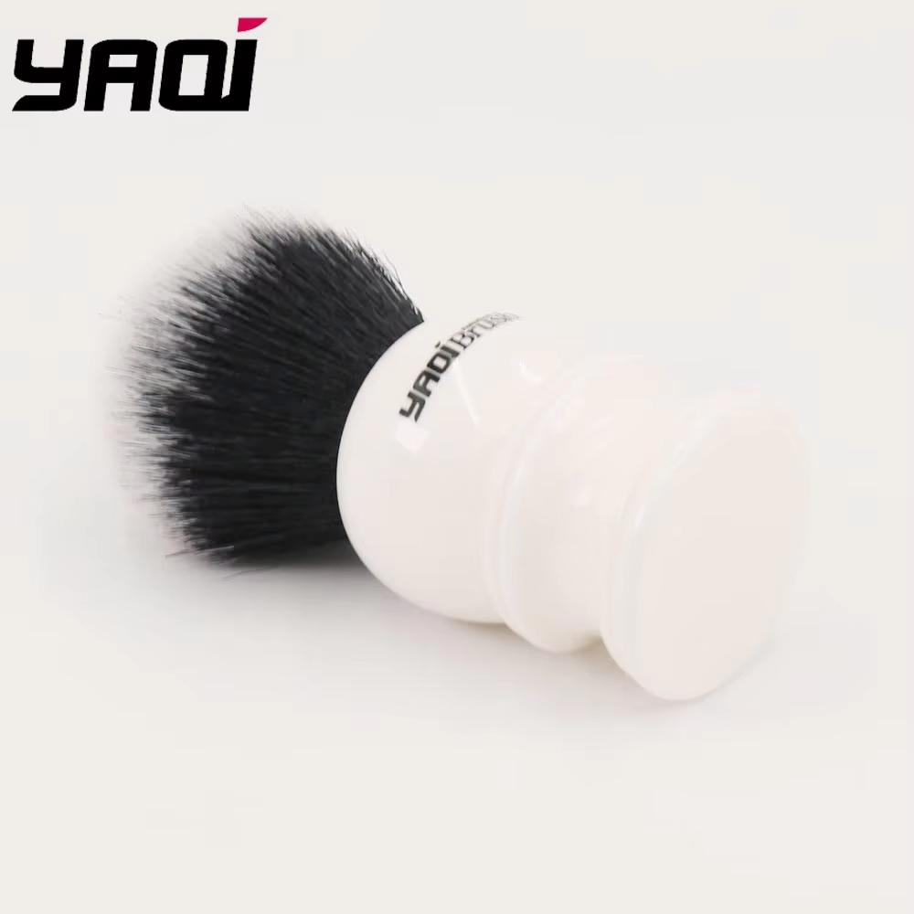 Yaqi 30mm Large Size Knot White Resin Handle Synthetic Hair Tuxedo Knot Men Shaving Brush Travel Shaving Brush Wet Shaving Brush