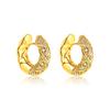 18K Gold Retro Light Luxury Zircon Earrings Full Diamond Cross Textured Ear Buckles Geometric Round Earrings Earrings