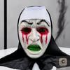 Nun Horror Costume, Synthetic Latex Mask with Detailed Work for Halloween Street Style