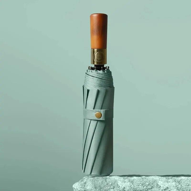 10 Valv Automatiskt Regnparaply med Benhandtag, Vikbart UV-skydd i Vintagestil, För Män och Kvinnor, Lämpligt för Många Tillfällen