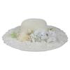 Vintage Straw Sun Hat for Women Sunproof Beach Hat Girl Wide Brims Flower Hat Elegant Lace Bonnet Photography Headwear Milky White
