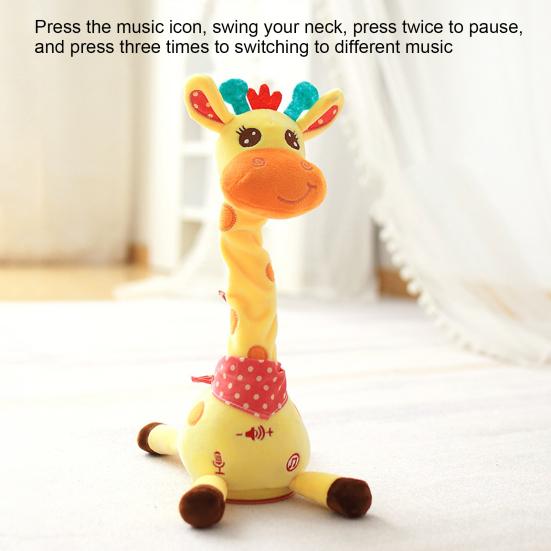 Musical Giraffe Toy with LED Lights Sings Dances Repeats What You Say Plush Giraffe Toy Baby Glowing Dancing Talking Stuffed