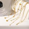 Geometric Water Drop Zircon Necklace With Gold Stainless Steel For Casual Womens Jewelry
