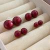 Simple Red Round Bead Earrings for Women with Versatile White and Fashionable Temperament Multi-size Earrings