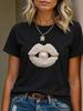 Elegantes T-Shirt mit Lippenaufdruck Baumwolle
