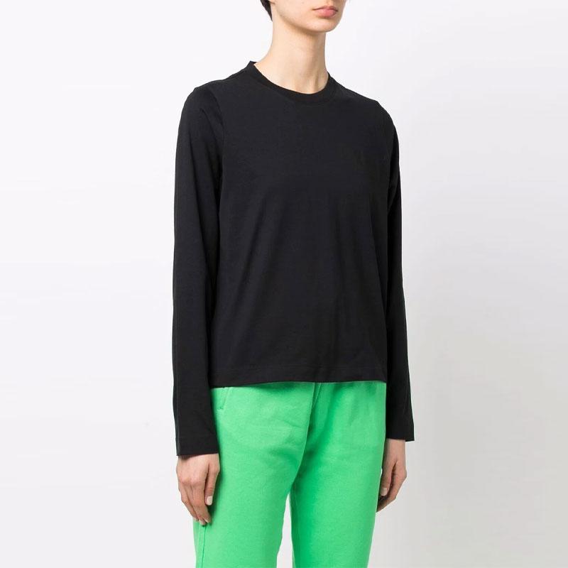 Y-3 SS22 Long Sleeve Crew Neck Solid Cotton T-Shirt Women Tops Black HG8619